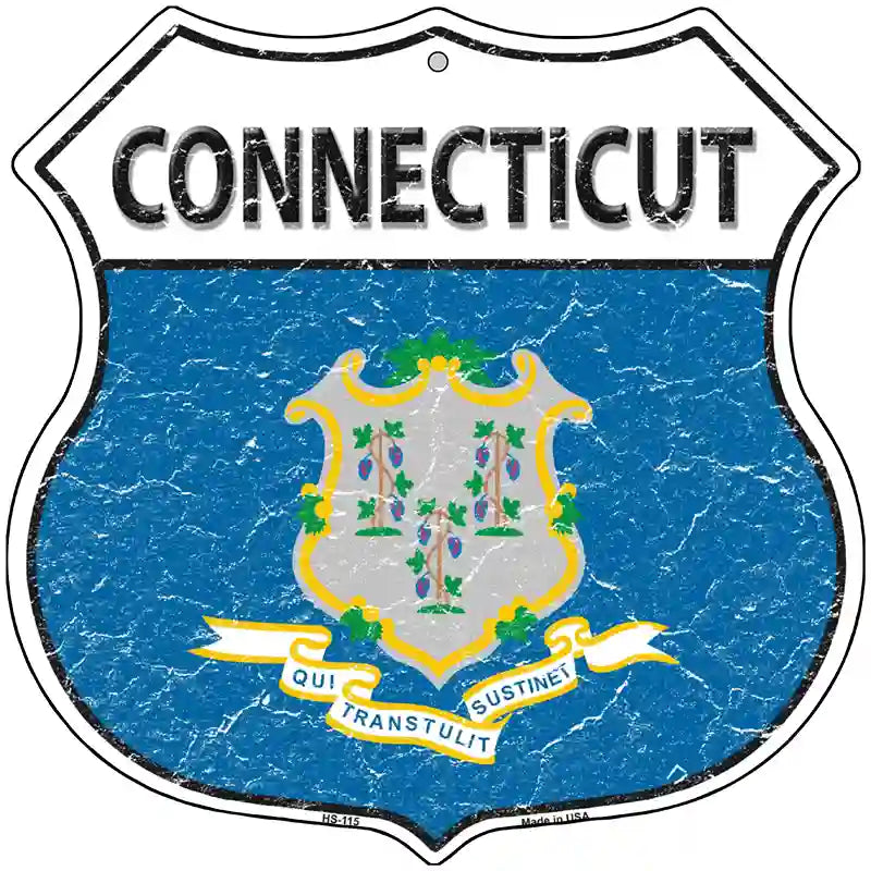 Connecticut State Flag Highway Shield Metal Sign 12" (HS)