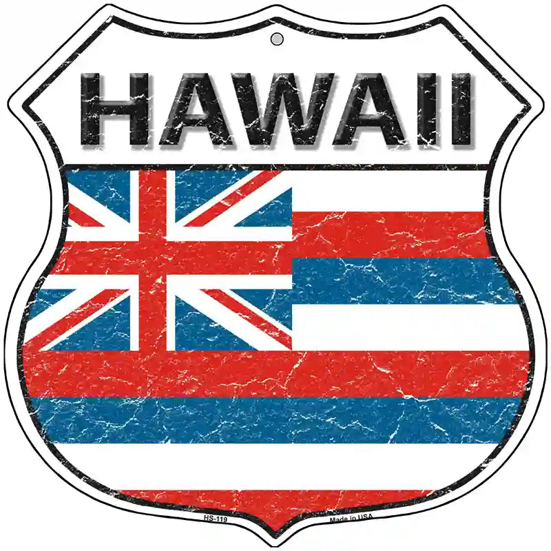 Hawaii State Flag Highway Shield Metal Sign 12" (HS)