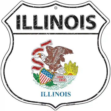 Illinois State Flag Highway Shield Metal Sign 12" (HS)