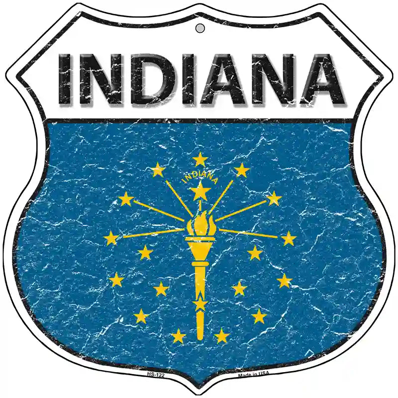 Indiana State Flag Highway Shield Metal Sign 12" (HS)