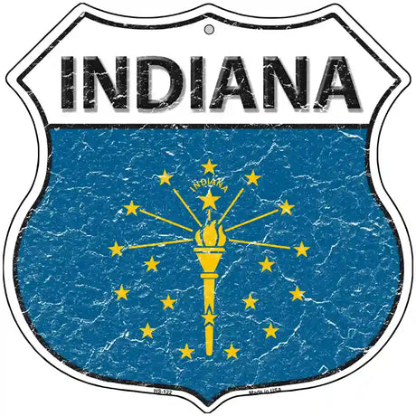 Indiana State Flag Highway Shield Metal Sign 12" (HS)