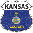 Kansas State Flag Highway Shield Metal Sign 12" (HS)