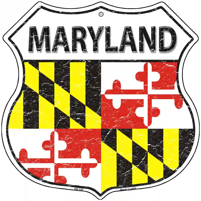 Maryland State Flag Highway Shield Metal Sign 12" (HS)