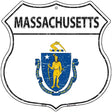 Massachusetts State Flag Highway Shield Metal Sign 12" (HS)