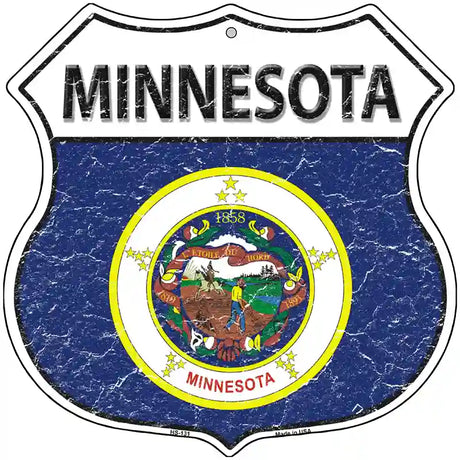 Minnesota State Flag Highway Shield Metal Sign 12" (HS)