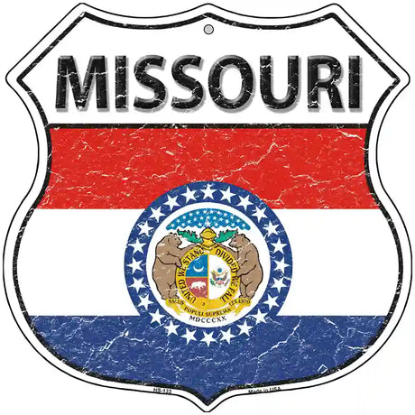 Missouri State Flag Highway Shield Metal Sign 12" (HS)