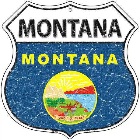 Montana State Flag Highway Shield Metal Sign 12" (HS)