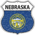 Nebraska State Flag Highway Shield Metal Sign 12" (HS)