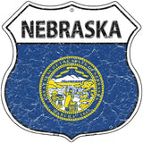 Nebraska State Flag Highway Shield Metal Sign 12" (HS)