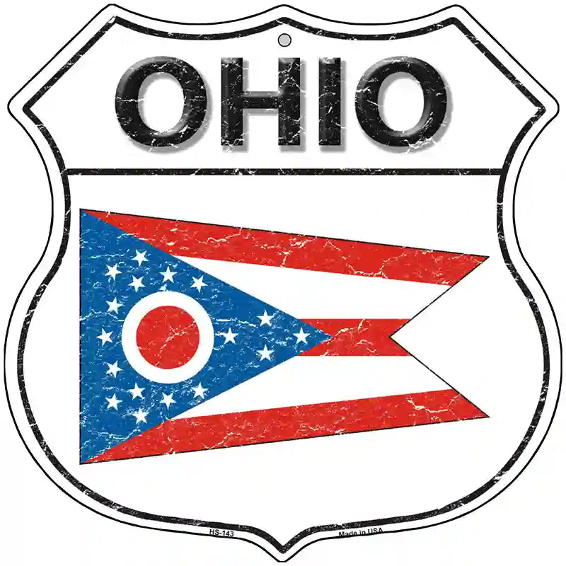 Ohio State Flag Highway Shield Metal Sign 12" (HS)