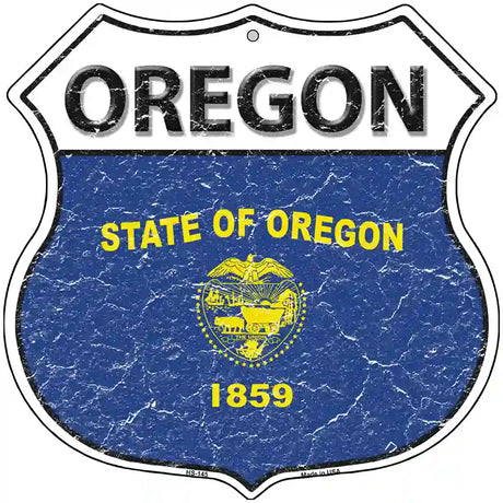 Oregon State Flag Highway Shield Metal Sign 12" (HS)