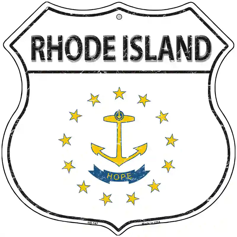 Rhode Island State Flag Highway Shield Metal Sign 12" (HS)