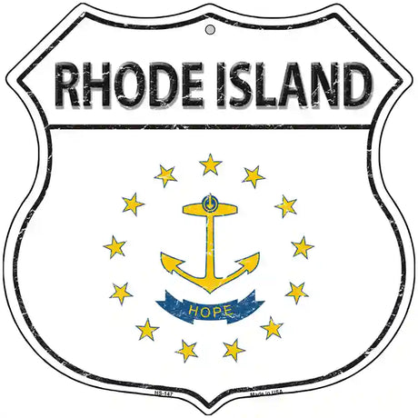 Rhode Island State Flag Highway Shield Metal Sign 12" (HS)