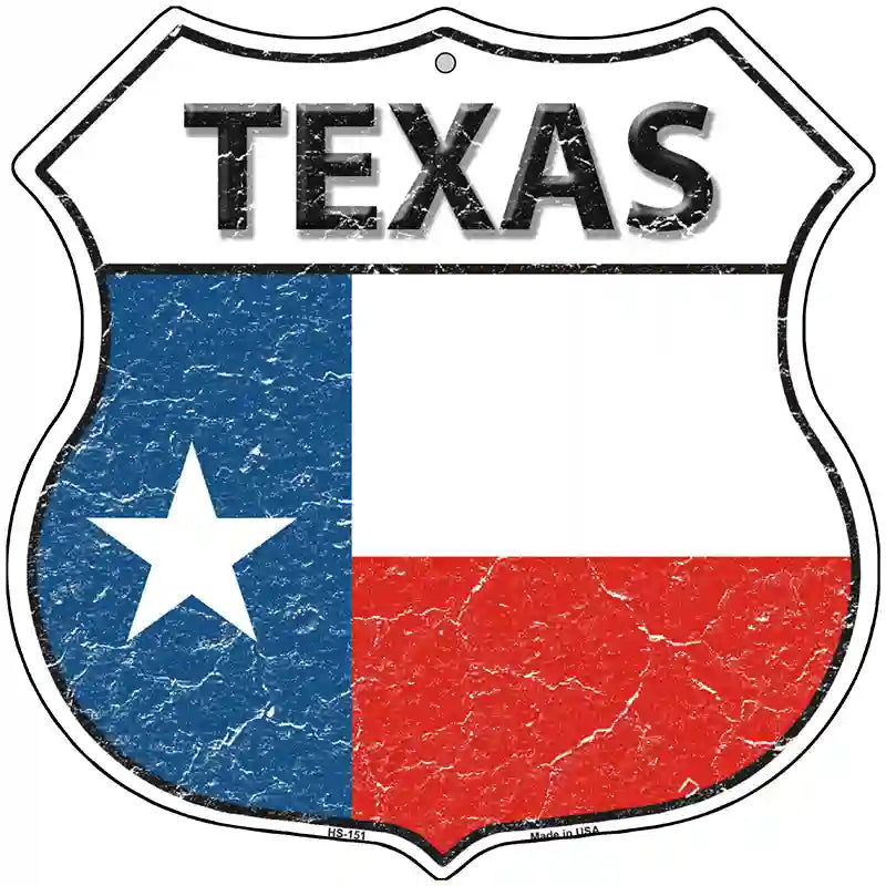 Texas State Flag Highway Shield Metal Sign 12" (HS)