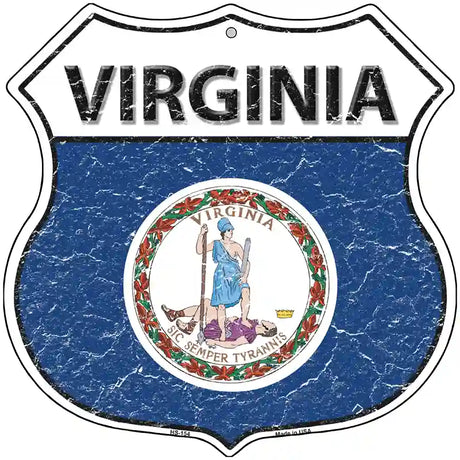 Virginia State Flag Highway Shield Metal Sign 12" (HS)