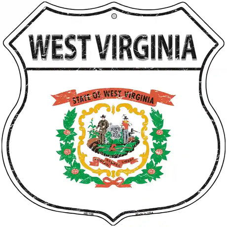 West Virginia State Flag Highway Shield Metal Sign 12" (HS)