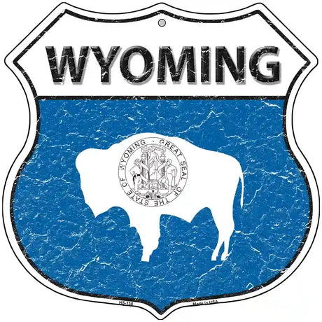 Wyoming State Flag Highway Shield Metal Sign 12" (HS)