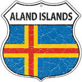 Aland Islands Flag Highway Shield Metal Sign 12" (HS)