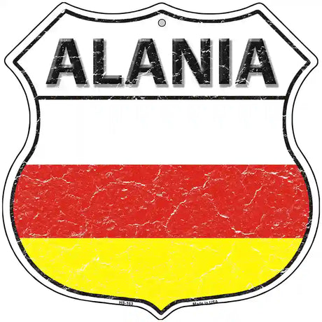 Alania Flag Highway Shield Metal Sign 12" (HS)