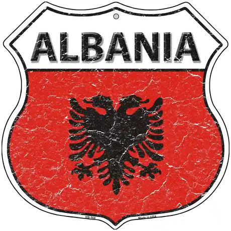 Albania Flag Highway Shield Metal Sign 12" (HS)