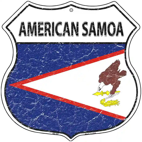 American Samoa Flag Highway Shield Metal Sign 12" (HS)