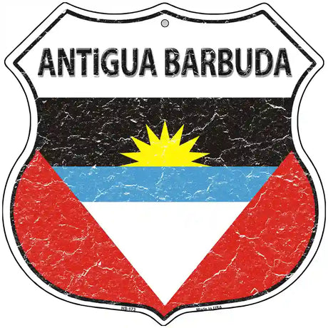 Antigua Barbuda Flag Highway Shield Metal Sign 12" (HS)