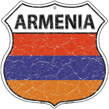 Armenia Flag Highway Shield Metal Sign 12" (HS)