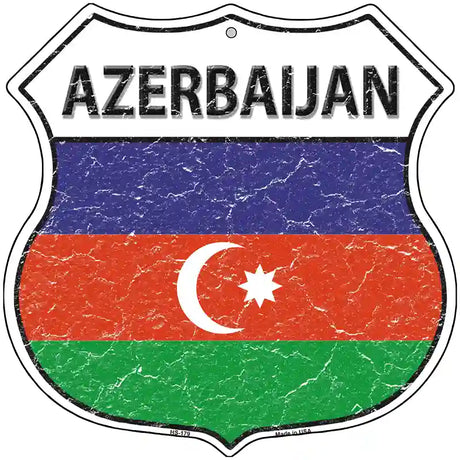 Azerbaijan Flag Highway Shield Metal Sign 12" (HS)