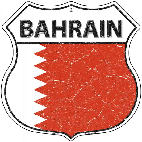 Bahrain Flag Highway Shield Metal Sign 12" (HS)