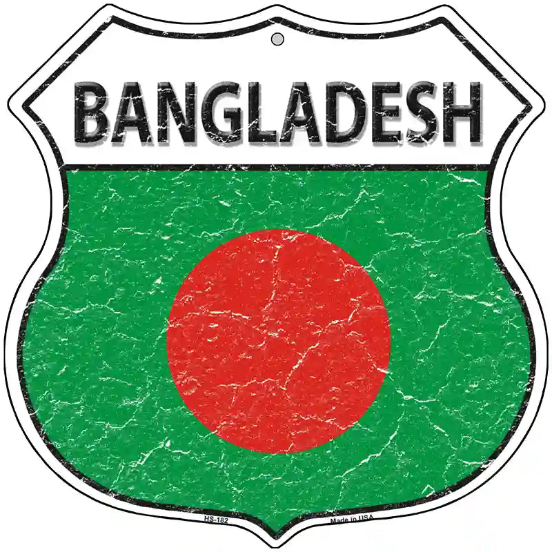 Bangladesh Flag Highway Shield Metal Sign 12" (HS)