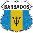 Barbados Flag Highway Shield Metal Sign 12" (HS)