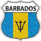 Barbados Flag Highway Shield Metal Sign 12" (HS)