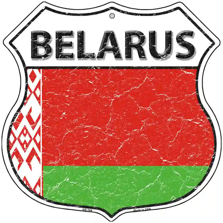 Belarus Flag Highway Shield Metal Sign 12" (HS)