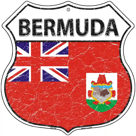 Bermuda Flag Highway Shield Metal Sign 12" (HS)