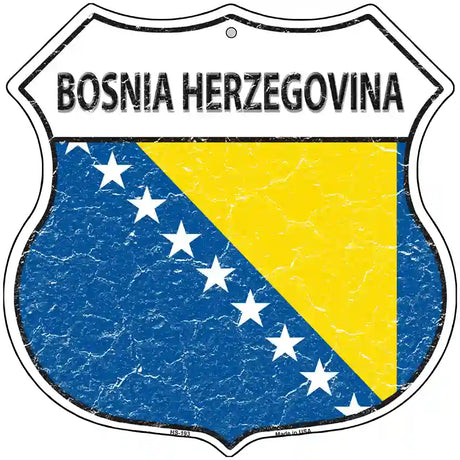 Bosnia Herzegovina Flag Highway Shield Metal Sign 12" (HS)