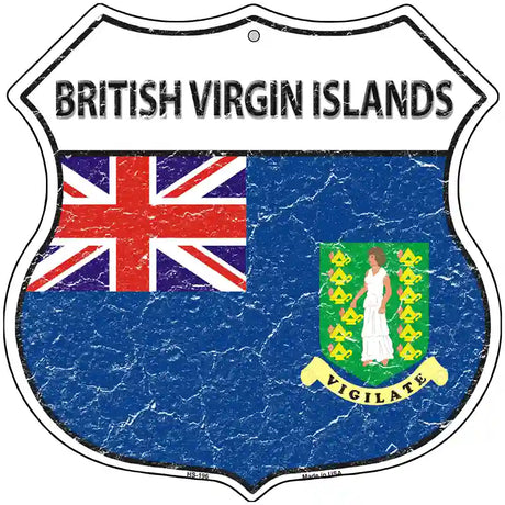 British Virgin Islands Flag Highway Shield Metal Sign 12" (HS)