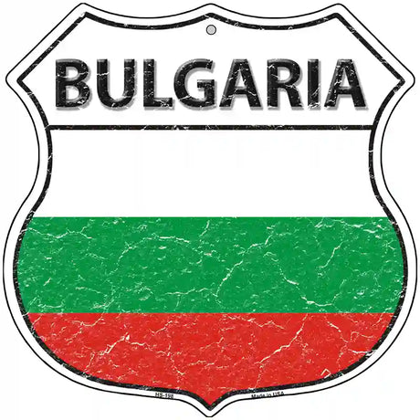 Bulgaria Flag Highway Shield Metal Sign 12" (HS)