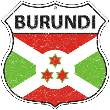 Burundi Flag Highway Shield Metal Sign 12" (HS)