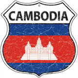 Cambodia Flag Highway Shield Metal Sign 12" (HS)