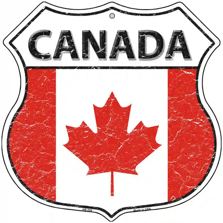 Canada Flag Highway Shield Metal Sign 12" (HS)