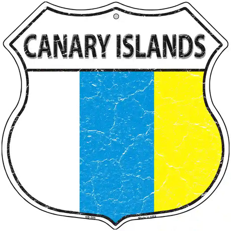 Canary Islands Flag Highway Shield Metal Sign 12" (HS)