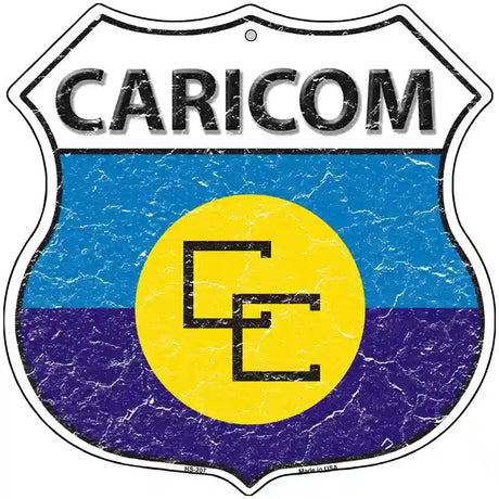 Caricom Flag Highway Shield Metal Sign 12" (HS)