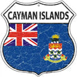 Cayman Islands Flag Highway Shield Metal Sign 12" (HS)