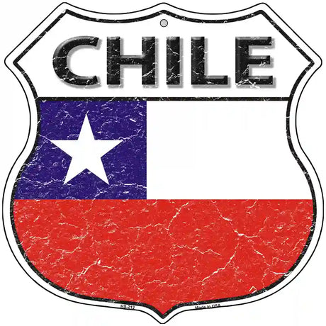 Chile Flag Highway Shield Metal Sign 12" (HS)