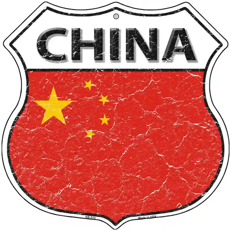 China Flag Highway Shield Metal Sign 12" (HS)