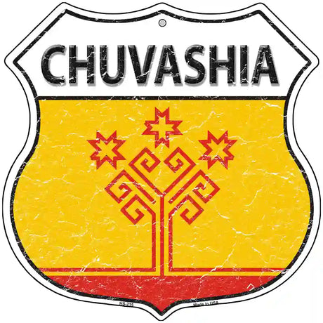 Chuvashia Flag Highway Shield Metal Sign 12" (HS)