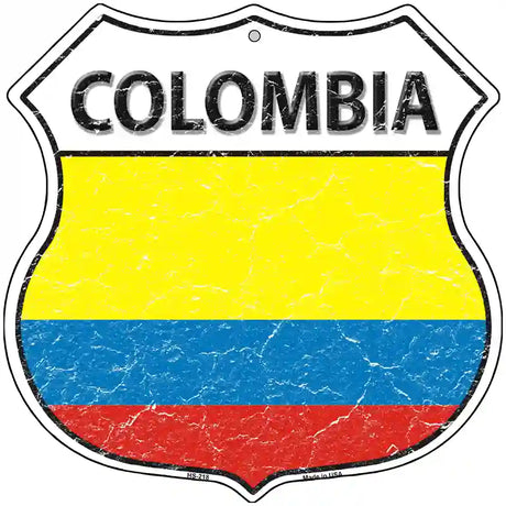 Colombia Flag Highway Shield Metal Sign 12" (HS)