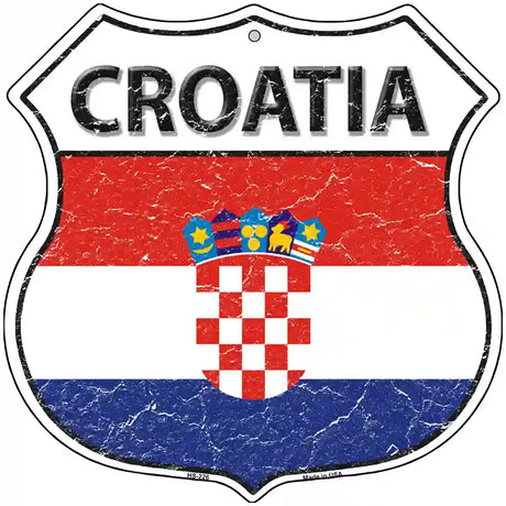 Croatia Flag Highway Shield Metal Sign 12" (HS)