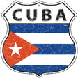 Cuba Flag Highway Shield Metal Sign 12" (HS)