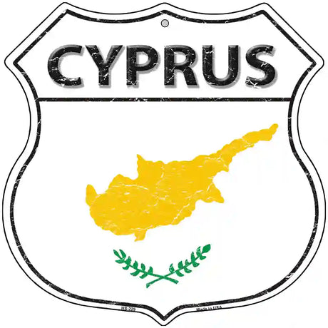 Cyprus Flag Highway Shield Metal Sign 12" (HS)